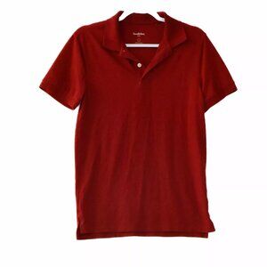 Good Fellow Mens Red Polo Shirt Cotton Solid Collared Top Short Sleeve Size S